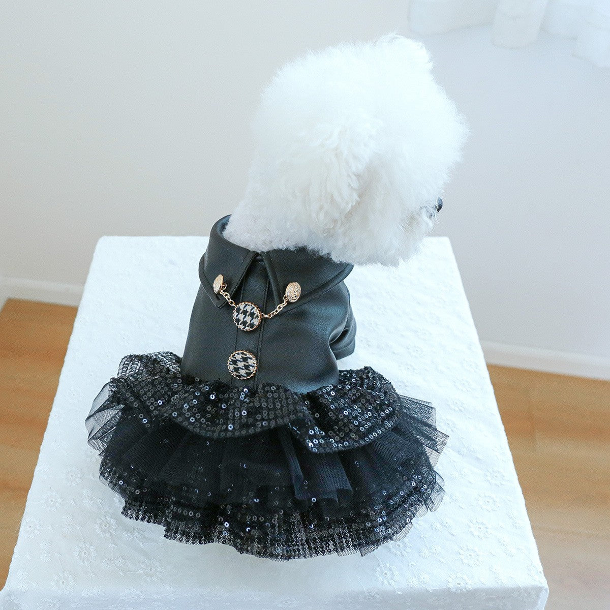 Roupa de Luxo para Cães Roupa de Princesa em Couro Preto Impermeável Outono Inverno para Cães Pequenos e Grandes Menina Menino Casaco XS XL Trajes Elegantes