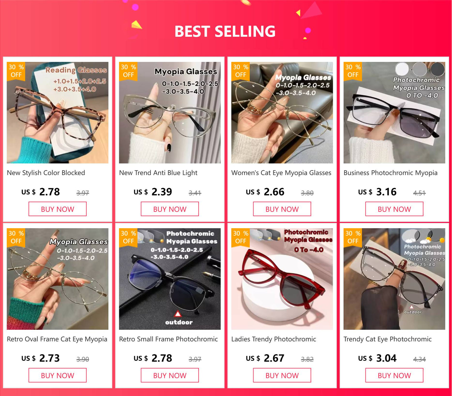 Luxury Myopia Glasses Classic Vintage Anti-blue Light Eyeglasses Women Men Minus Diopter Eyewear Prescription with 0 -0.5To -6.0