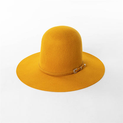 202409-HH2103B ins elegante chapéu de feltro de inverno de lã com coroa alta e cinto 58cm de circunferência modelo desfile chapéu de sol masculino feminino para lazer