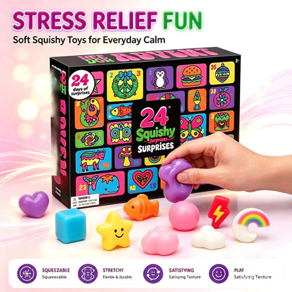 Christmas Easter Advent Calendar 24 Pcs Unique Cute  Squishy Fidget Toy Slow Rebound Anxiety Relief Mystery Surprise Gift Box