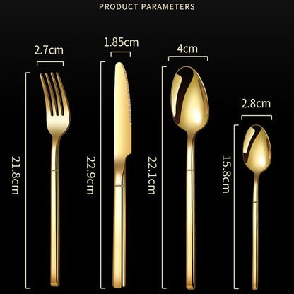 Cutlery set Thickening and widening high-grade 304 stainless steel tableware Knight knife fork spoon tableware set dinnerware