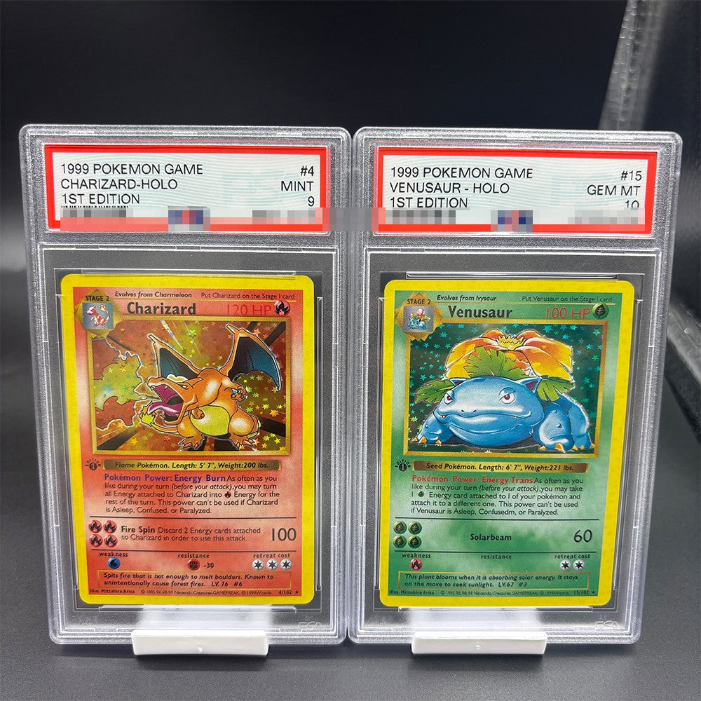 DIY 1999 PTCG JOGO Versão em Inglês 1ª EDIÇÃO CHARIZARD BLASTOISE Card de Coleção Card de Classificação 10Pontos Card de Anime Jogo de Cartas Presente Brinquedo