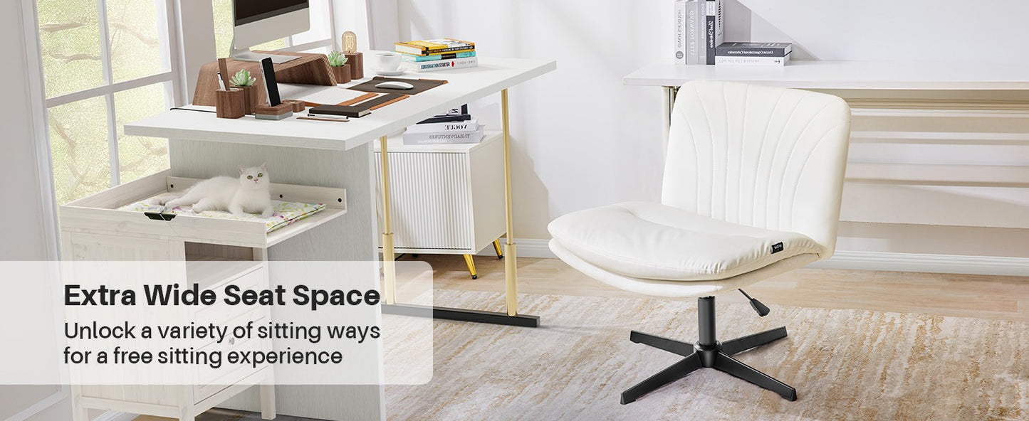 Redlife Criss Cross Chair with Rotating Adjustable Legs Office Chair Durable Pu Leather Wrapped Double Cushion for Home & Office