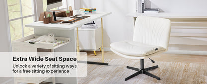 Redlife Criss Cross Chair with Rotating Adjustable Legs Office Chair Durable Pu Leather Wrapped Double Cushion for Home & Office