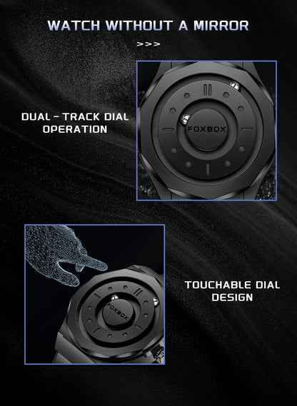 FOXBOX Creative Scrolling Pointer Magnetic Force Men's Quartz Wristwatches Outdoor Sports Waterproof Watch Men Relogio Masculino