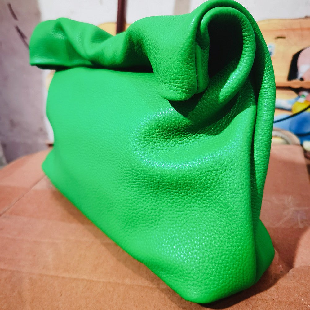 100% genuine leather Cowhide Handbag High Quality Leather Women's Foldable Designer Handbag Simple Magnet Handle Bags