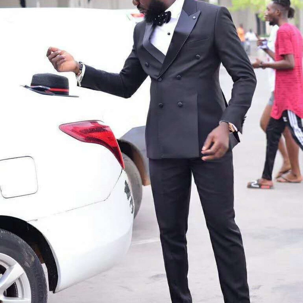 Men's 2-Piece Smoking Tuxedo Casual Double-Breasted Blazer Fitted Wedding Attire for Graduation Parties Moda Style