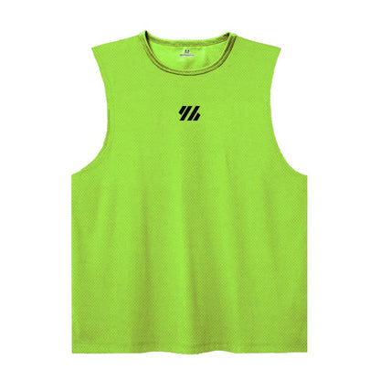 Mens Running Sleeveless Sport Tank Tops Gym Bodybuilding Fitness Workout Muscle Vests Mesh Cool Breathable Quick Dry T-Shirts