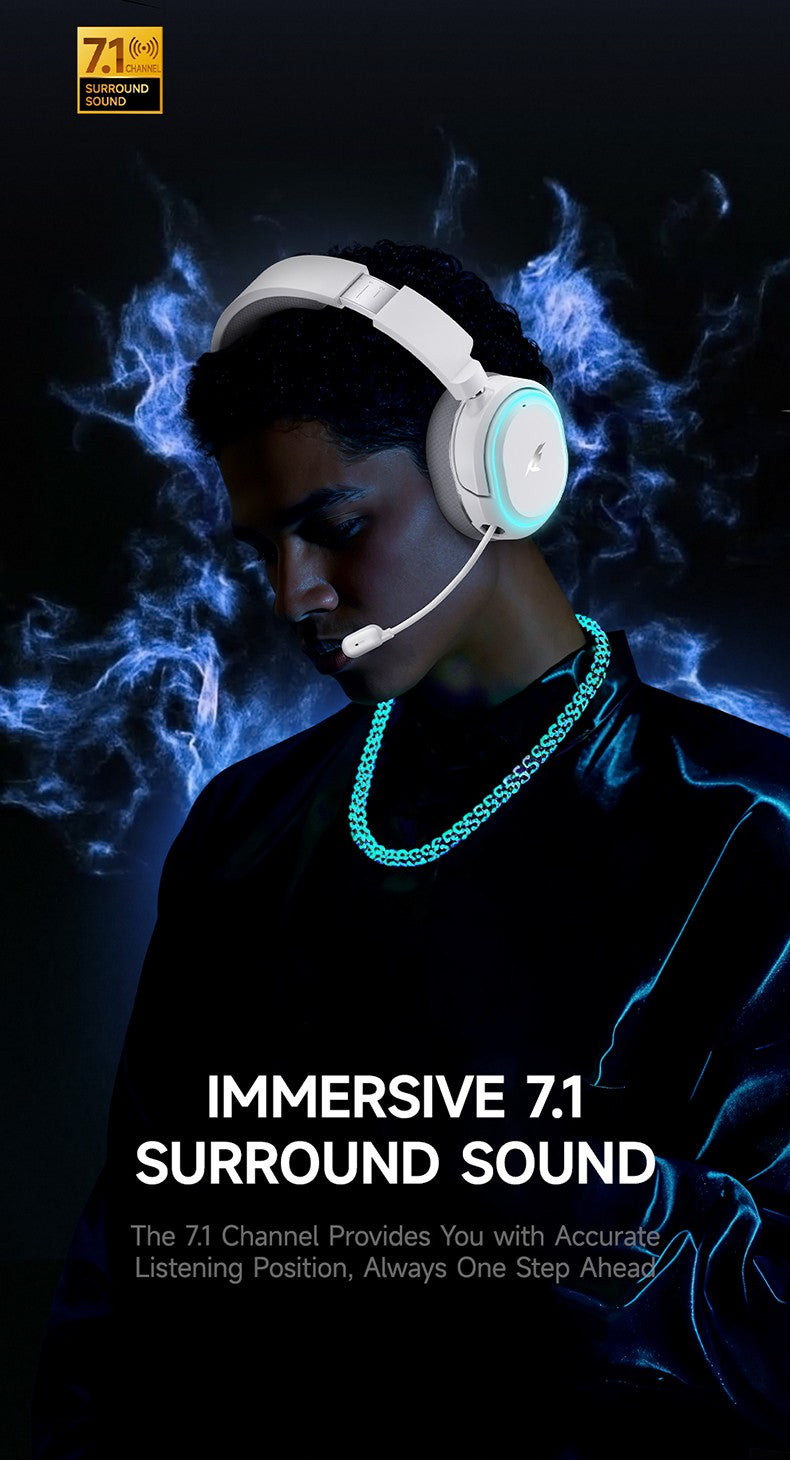 Picun G2 2.4GHz Bluetooth Wireless Gaming Headset For PC PS4 PS5 Phone Switch 5ms Low Latency 7.1 Surround Wired Headset ENC Mic