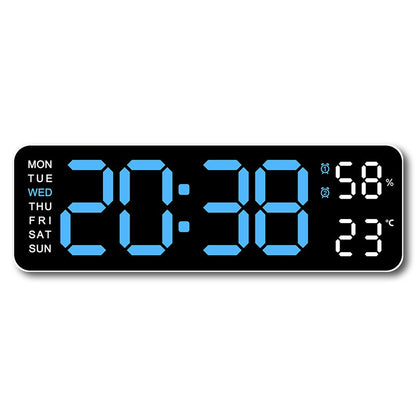 LED Electronic Alarm Clock 9-inch Wall Clock USB Powered Temperature and Humidity Display Auto-dimming Desktop Clock