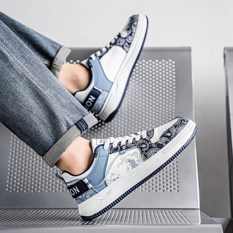 Mens Board Shoes Daily Street Trendy  Comfortable Flat Tennis Shoes Lightweight Thick Soled Casual Sneakers for Men