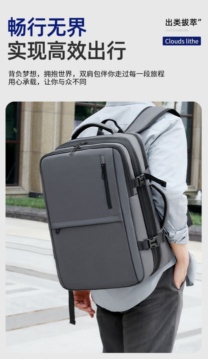 Mochila Masculina Nova a Vácuo Mochila de Compressão Multifuncional para Computador Bolsa de Viagem Expansível de Grande Capacidade