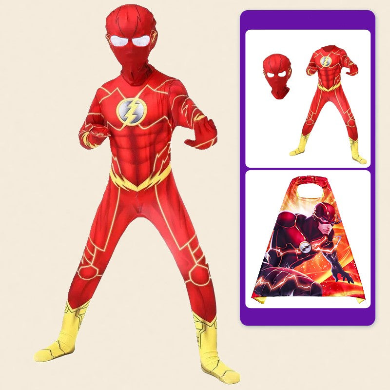 Flash Adult Children Cosplay Costumes Superhero Jumpsuit Including Headgear Halloween carnival Dressing Up