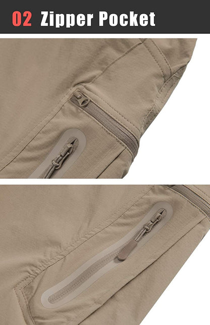 TACVASEN Summer Lightweight Trousers Mens Fishing Pants Outdoor Hiking Nylon Quick Dry Pockets Cargo Pants Casual Work Trousers