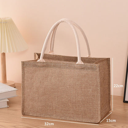 Linen Bag Hand-painted Cotton Sacks Jute Portable Imitation Sacks Linen Bags Shopping Bags Laminated Bags