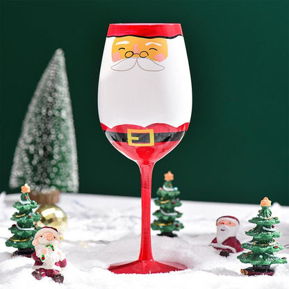 Taças de Vinho de Natal 450ml Papai Noel Árvore de Natal Pinhas Vinho Tinto Taças de Natal para Vinho Champanhe Suco