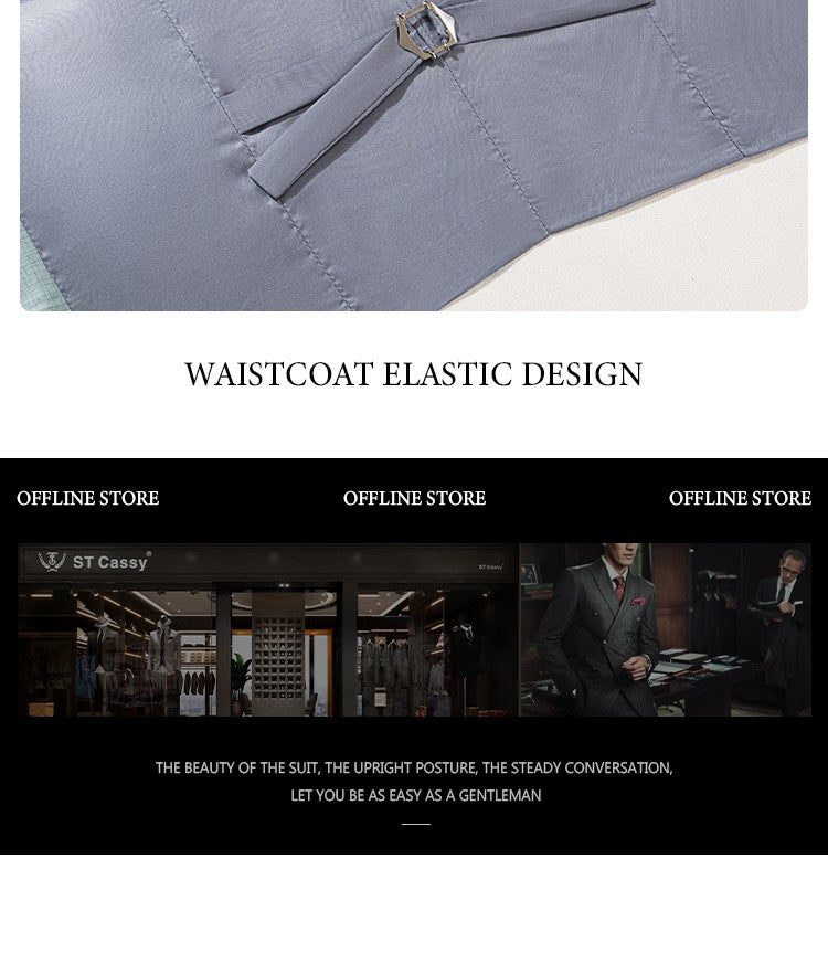 ST Cassy High Quality Men's Suit Summer thin Green  Slim Fit Formal Business Office Men's Suits?jacket+Vest+Pants?
