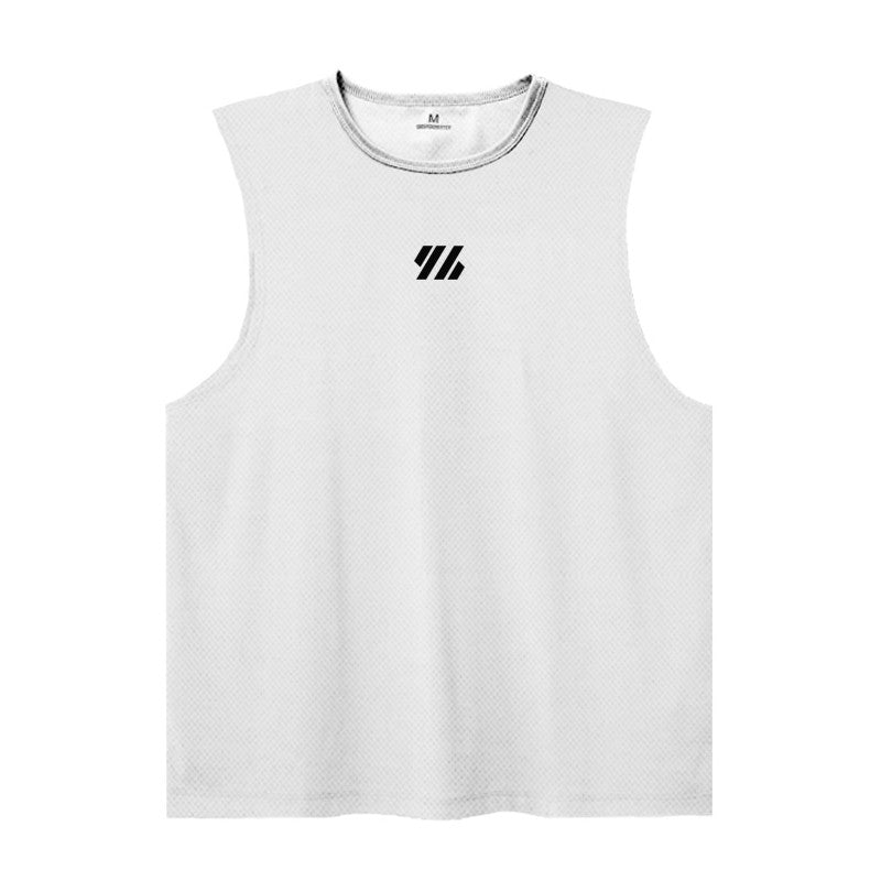 Mens Running Sleeveless Sport Tank Tops Gym Bodybuilding Fitness Workout Muscle Vests Mesh Cool Breathable Quick Dry T-Shirts