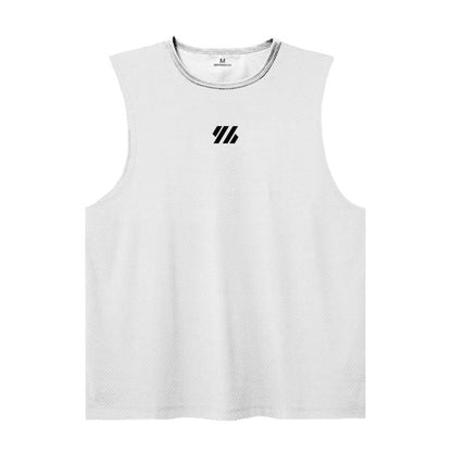 Mens Running Sleeveless Sport Tank Tops Gym Bodybuilding Fitness Workout Muscle Vests Mesh Cool Breathable Quick Dry T-Shirts