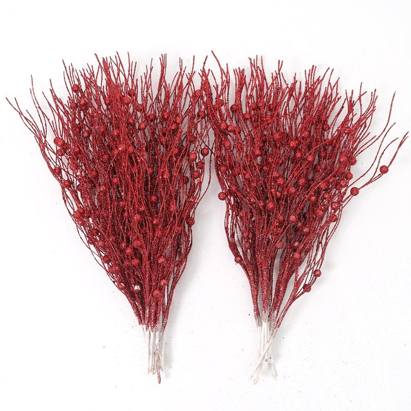5Pcs Glitter Artificial Berry Bouquet Xmas Tree Ornament for Home Decor Christmas Decoration New Year 2026 Navidad Accessories