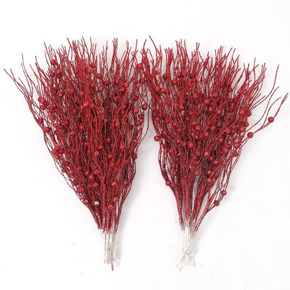 5Pcs Glitter Artificial Berry Bouquet Xmas Tree Ornament for Home Decor Christmas Decoration New Year 2026 Navidad Accessories