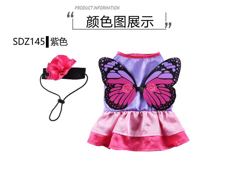 Fantasia de Halloween para Cães e Gatos, Vestido de Fada Borboleta Engraçado com Asa Destacável, Roupa para Pet, Vestido de Festa, Fantasia de Cosplay