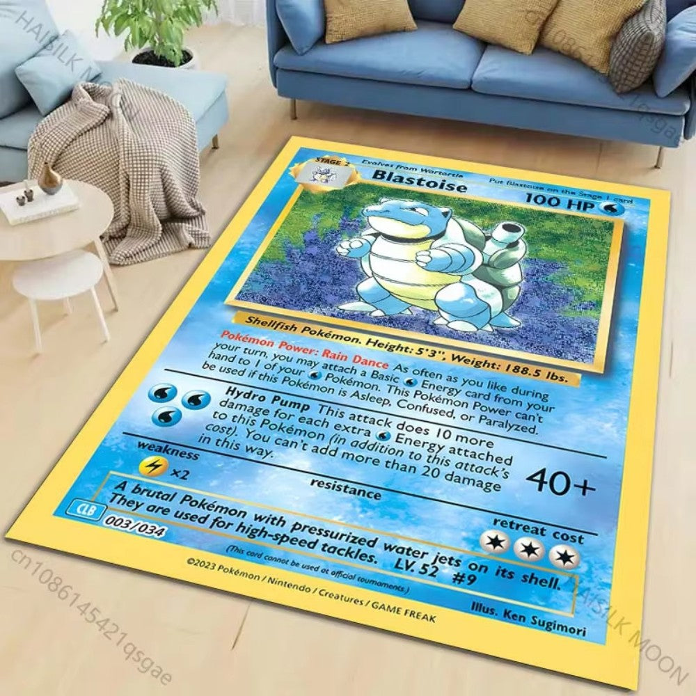 MINISO Pokemon Card Pikachu Charizard Print Playful Rug Vibrant Gaming Mat for Living Room Bedroom Sofa Area Home Decor Doormat