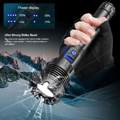 2025 New 15000mAh High Power XHP390 Flashlights 100000000LM Ultra Powerful Flashlight Rechargeable Lantern Outdoor Camping Torch