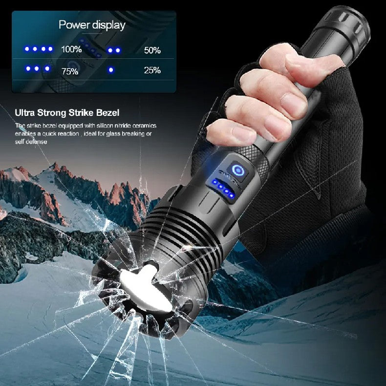 2025 New 15000mAh XHP390 Flashlights 10000000LM Ultra Powerful Flashlight Zoom USB Rechargeable Lantern Outdoor Camping Torch