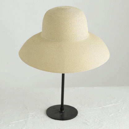 Women Panama Straw Hat Summer Sun Hats Solid Plain Elegant Wide Brim Hat Sunscreen Hepburn Style Beach Hat For Outdoor