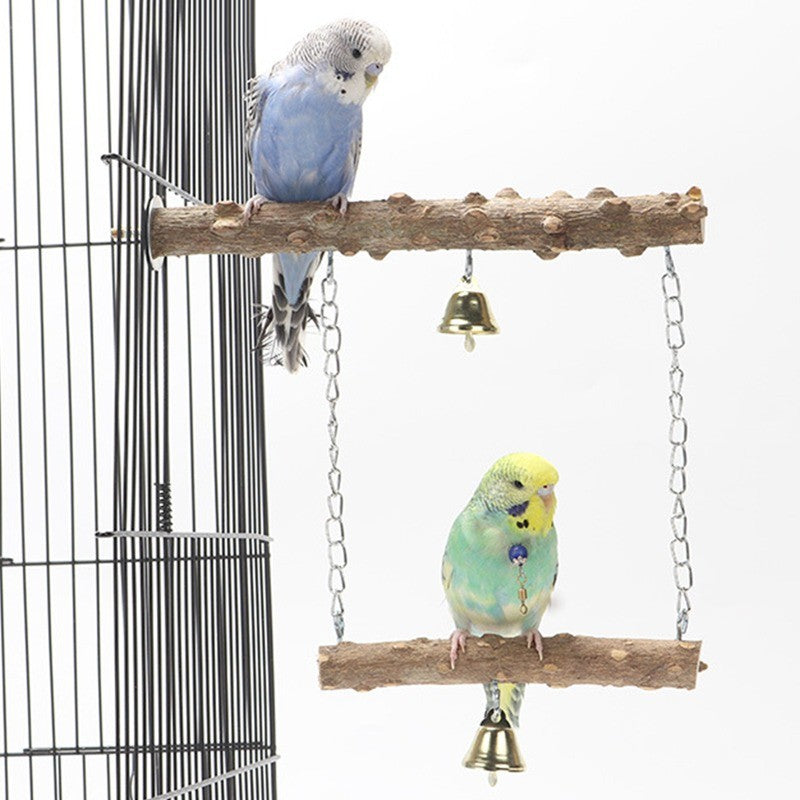 Poleiro de Madeira de Pimenta Camada Dupla para Papagaio Brinquedo para Pássaros, Poleiro Moedor de Garras e Bico para Periquito, Acessórios para Gaiola de Pássaros