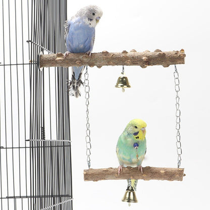 Poleiro de Madeira de Pimenta Camada Dupla para Papagaio Brinquedo para Pássaros, Poleiro Moedor de Garras e Bico para Periquito, Acessórios para Gaiola de Pássaros