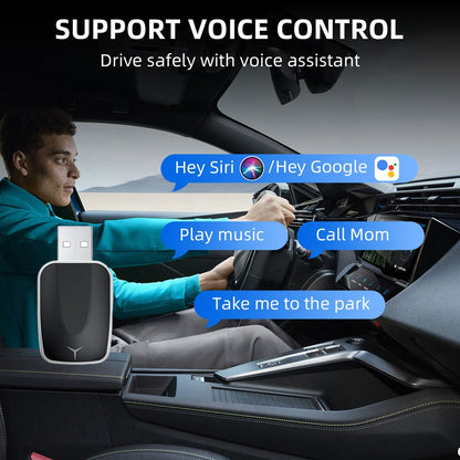 2-in-1 Wired to Wireless CarPlay Adapter & Android Auto Wireless Adapter Bluetooth Dongle Plug And Play USB-A/C for (2016+ Cars)