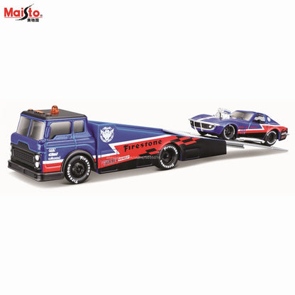 Maisto 1:64 FLATBED/1988 BMW M3 E30 1965 FORD MUSTANG elite transport Modelo de carro fundido coleção presente brinquedo