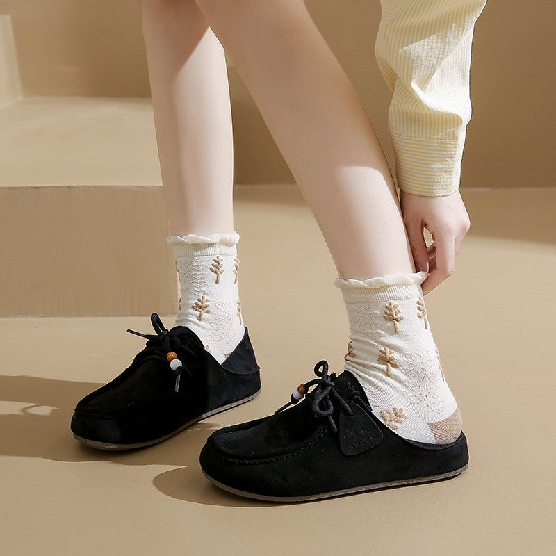 Fashion Brand Shoes Woman 2025 Autumn New Vintage Suede Loafers Pumps Women's Casual Flats Shoes British Style Flat Single Shoes