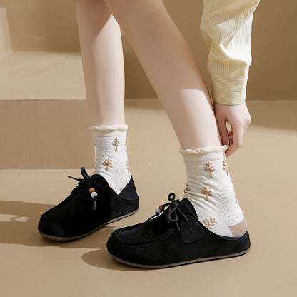 Fashion Brand Shoes Woman 2025 Autumn New Vintage Suede Loafers Pumps Women's Casual Flats Shoes British Style Flat Single Shoes