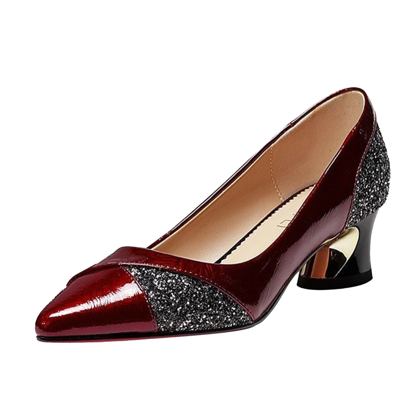 Fashion Women's High Heels Pumps 4CM Low-Heeled Elegant Ladies Wedding Shoes Sexy Red Pointed Toe Shallow Slip-On Party Shoes