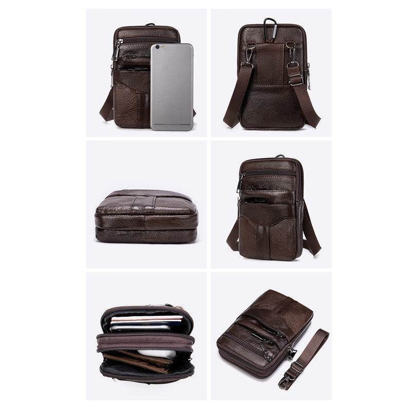 Men Genuine Leather Shoulder Male fanny pack High Quality Messenger Bags  Men's Fashion Business Belt Bag Small Briefcase Waist