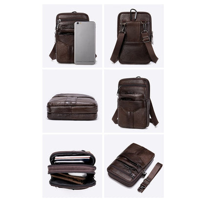 Men Genuine Leather Shoulder Male fanny pack High Quality Messenger Bags  Men's Fashion Business Belt Bag Small Briefcase Waist