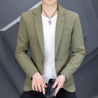 High-quality, fashionable, stylish, versatile and trendy business casual suit men's solid color fitted top