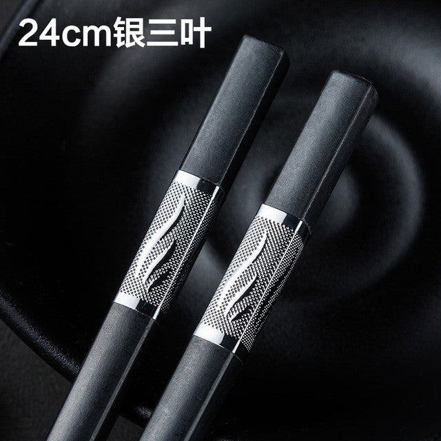 1 Pair Chinese style chopsticks tableware food stick alloy Catering utensils sushi sticks Non-slip Household Kitchen Utensils