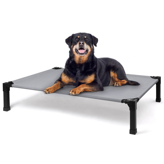 Cama Elevada para Cães, Cama Suspensa Refrescante para Animais de Estimação com Tela de Malha Respirável Lavável e Resistente a Mordidas e Estrutura de Metal, Cama Portátil para Cães