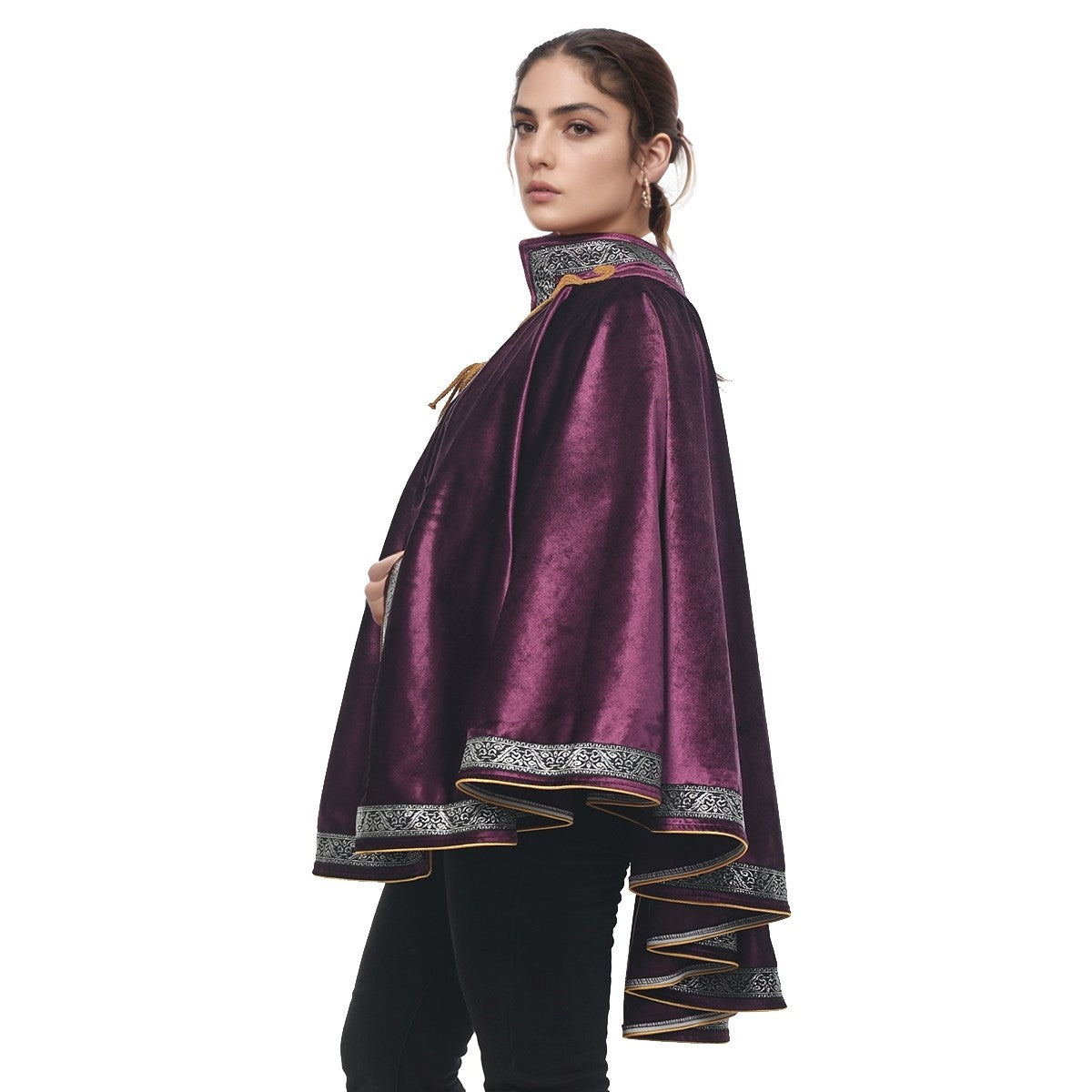 Medieval Musketeer Cape Women Men Steampunk Shawl Half Shoulder Samurai Cloak LARP Warrior Cape Medieval Halloween Costume
