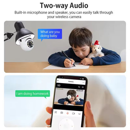 E27 Bulb Surveillance Outdoor Security Camera Automatic Night Vision Color Indoor Motion Detection Focus Zoom WiFi Camera