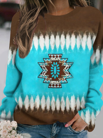 Outdoor Women's T-Shirt Casual Long Sleeve Pattern Print Street Crew Neck Fall Female Oversized Clothing Fashion T Shirts