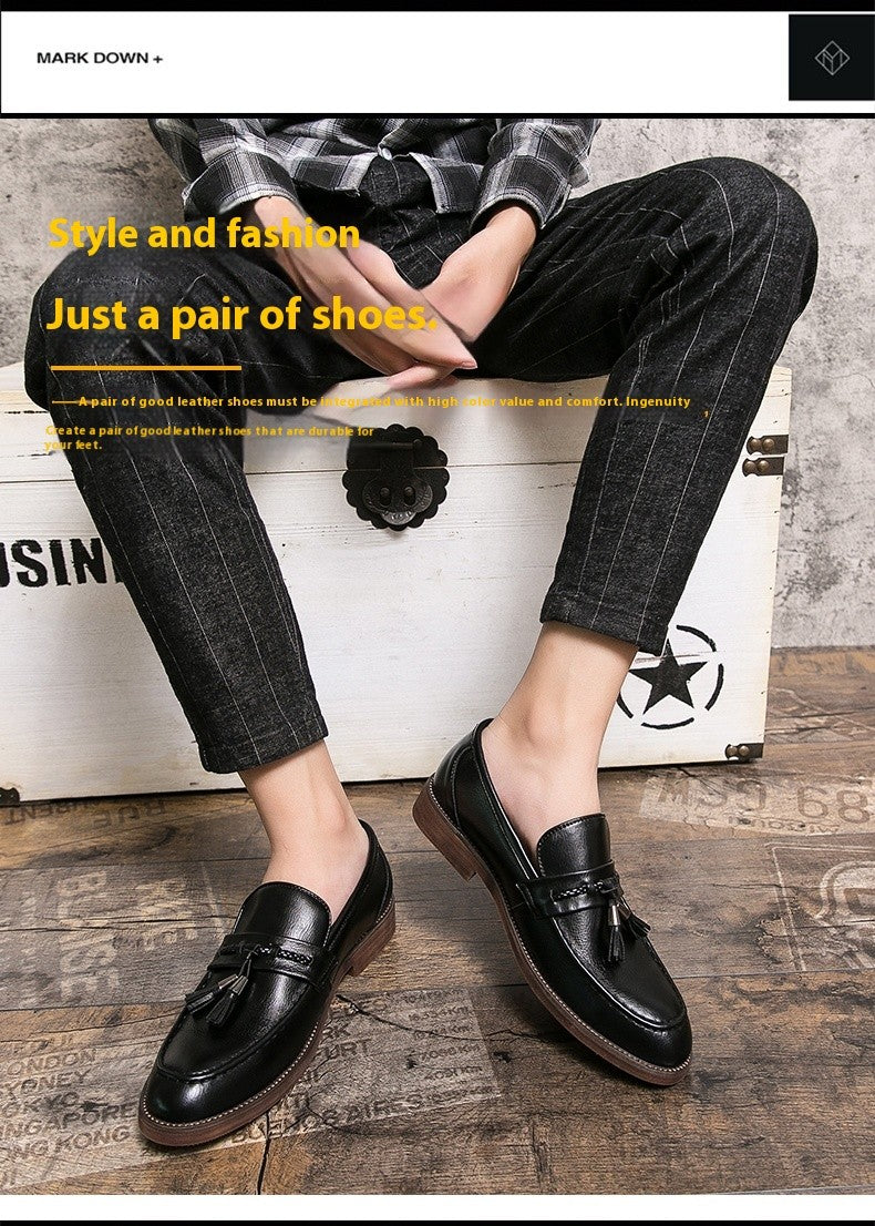 Pointed casual moccasins for men fringed slip-on men's shoes Beef soles bean boat shoes Fashion hair stylist fashion shoes