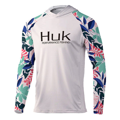 Camisa de Pesca HUK com Capuz Camisa de Pesca Masculina Manga Longa Proteção Uv 50 Camisas de Pesca Vestuário Roupa de Pesca ao Ar Livre
