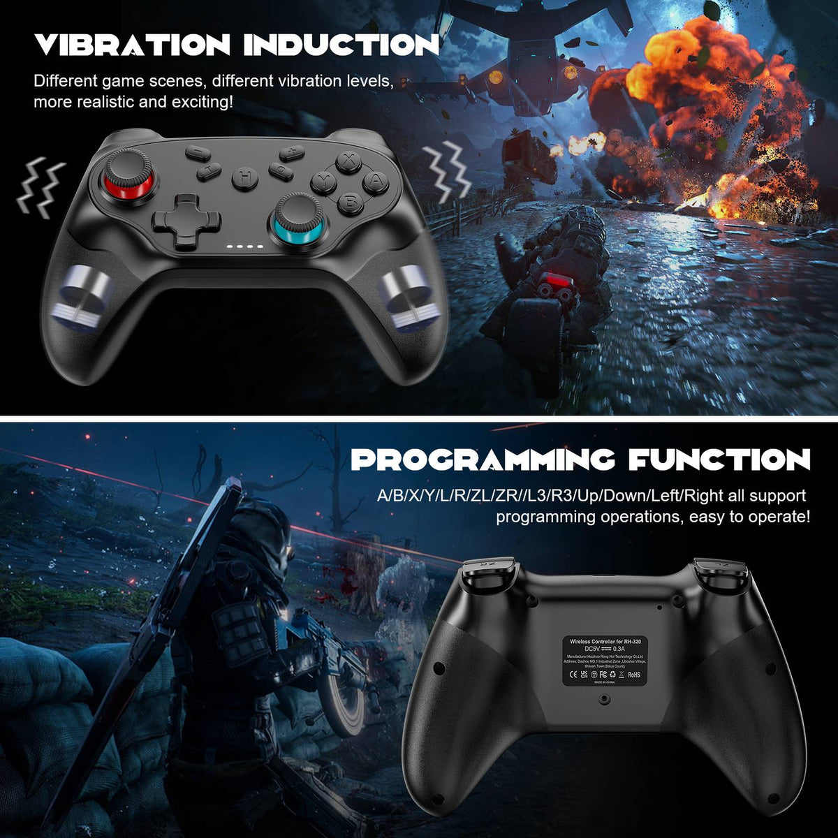 Wireless Controller For Nintendo Switch/Oled/Ios/Android Gamepads Turbo Game Controller Vibration Control Console Remote