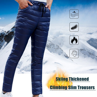 S-5XL Down Pants Ultralight Warm Winter Snow Pants with Pocket Windproof Waterproof Camping Home Mountain Skiing Unisex