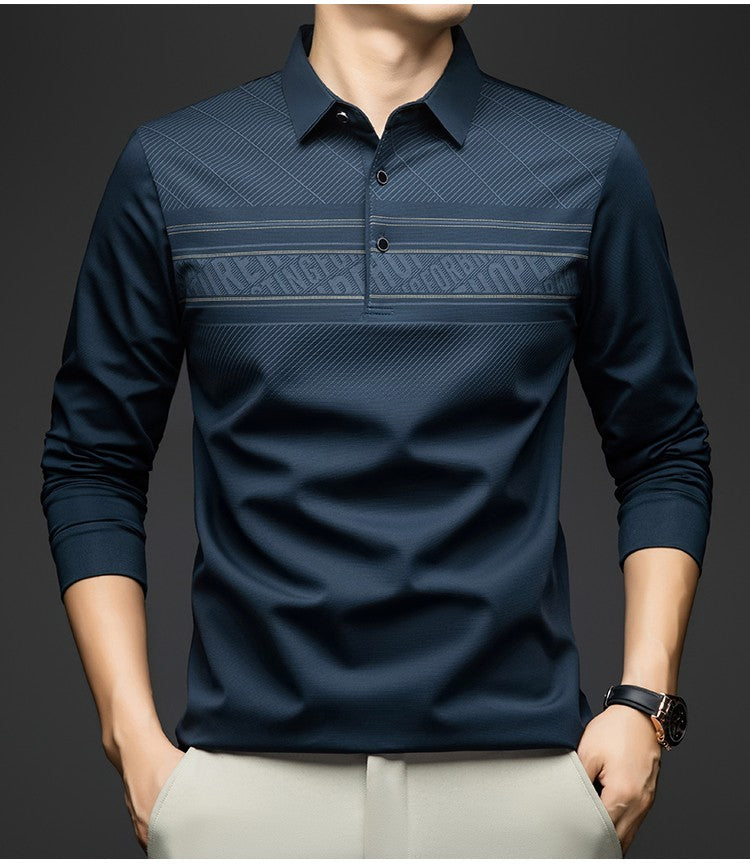 BROWON Polo Tee Shirt for Man 2025 Autumn New Luxury Men Long Sleeve T shirt Business Casual Slim Tops for Man Designer Clothes